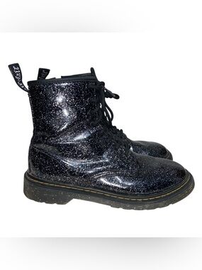 Dr. Doc Martens Boots Womens Size 6 Black 1460Y Cosmic Glitter Patent Leather